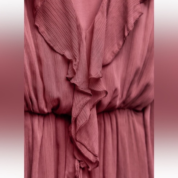 ZARA BLOGGERS FAVORITE RUFFLED GEORGETTE MIDI DRESS - Picture 13 of 16